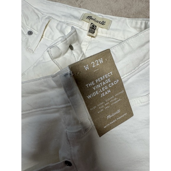 Madewell The Plus Perfect Vintage Wide Leg Cropped Jean Tile White Sz 20W NJ406 - Picture 9 of 15